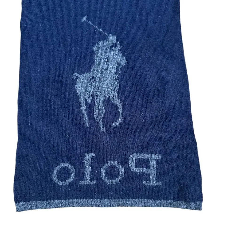 Polo Ralph Lauren Big Pony Scarf Blue Gray Reversible